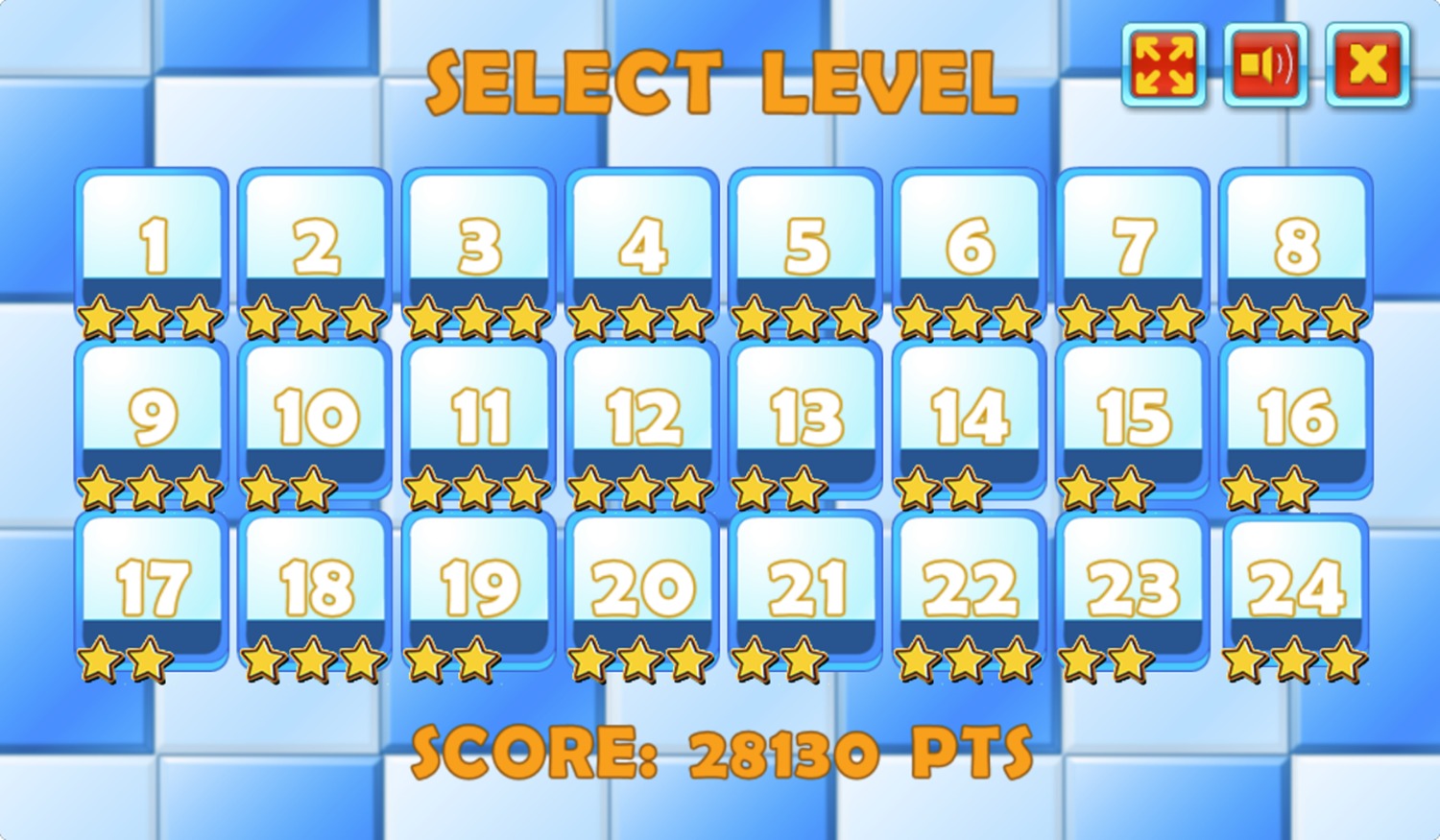 SoapBall Craze Game Level Select Screen Screenshot.