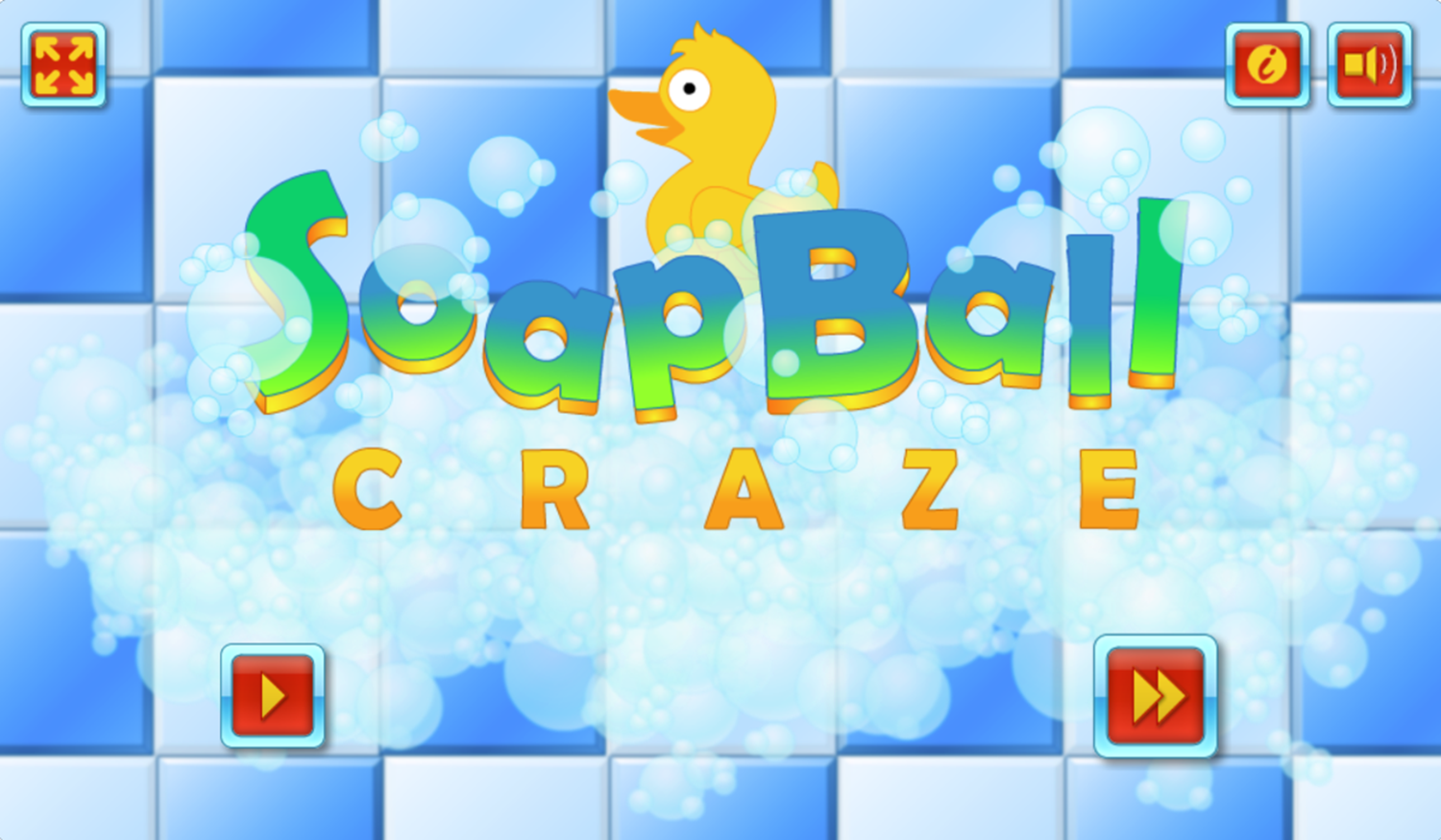 SoapBall Craze Game Welcome Screen Screenshot.