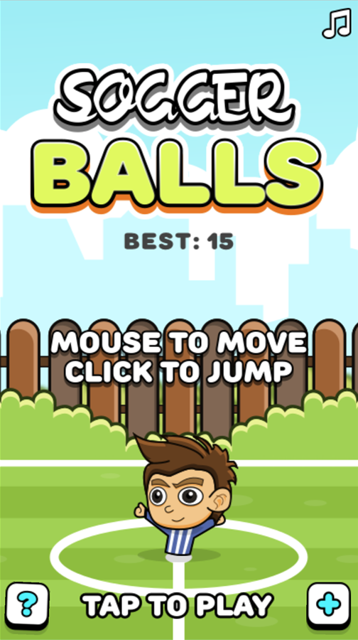 Soccer Balls Game Welcome Screen Screenshot.