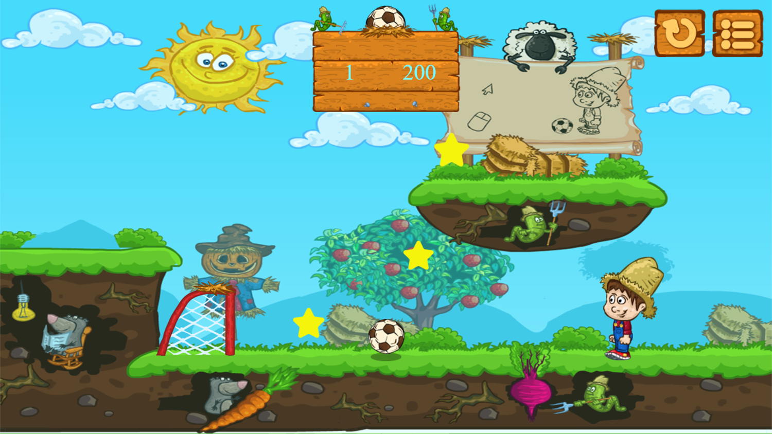 Soccer Farm Game Level Play Screenshot.