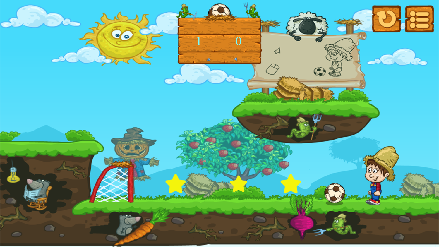 Soccer Farm Game Level Start Screenshot.