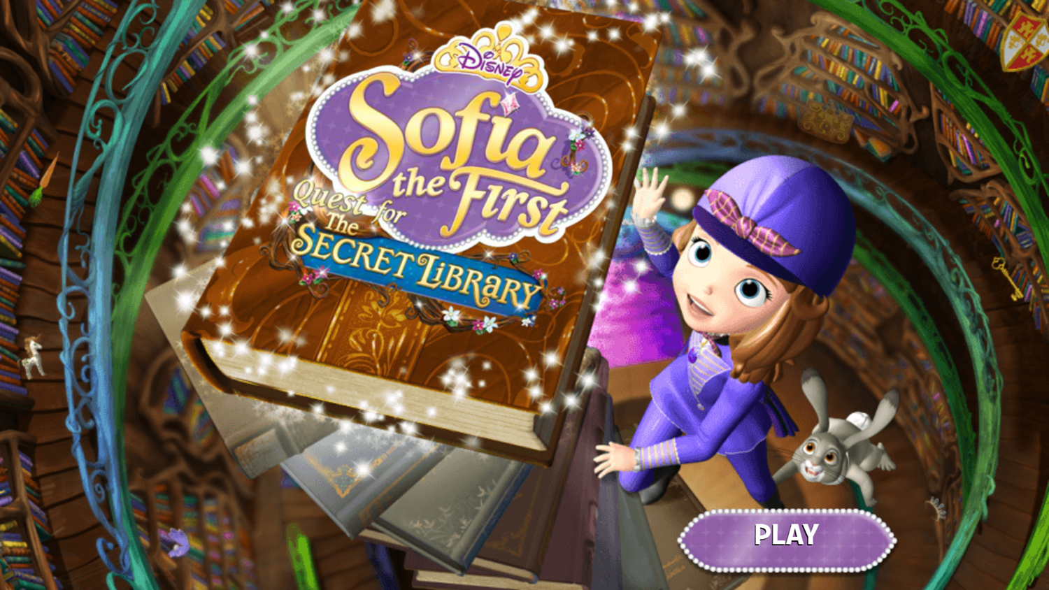 Sofia the First Quest for the Secret Library Game Welcome Screen Screenshot.