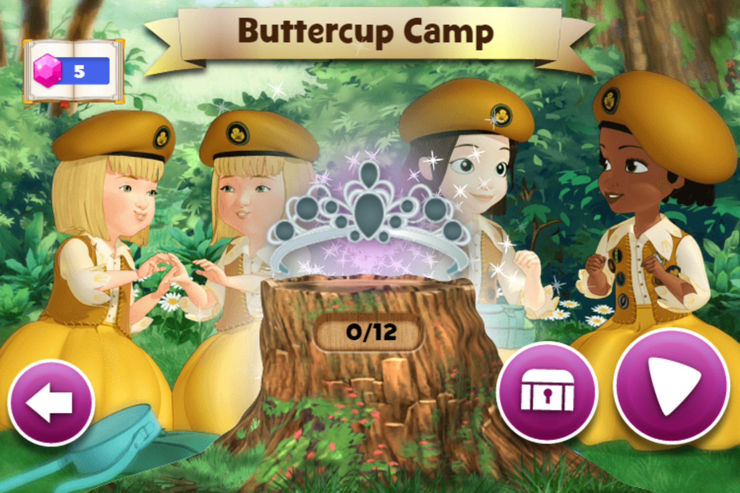 Sofia the First The Buttercups Forest Adventure Game Select Screenshot.