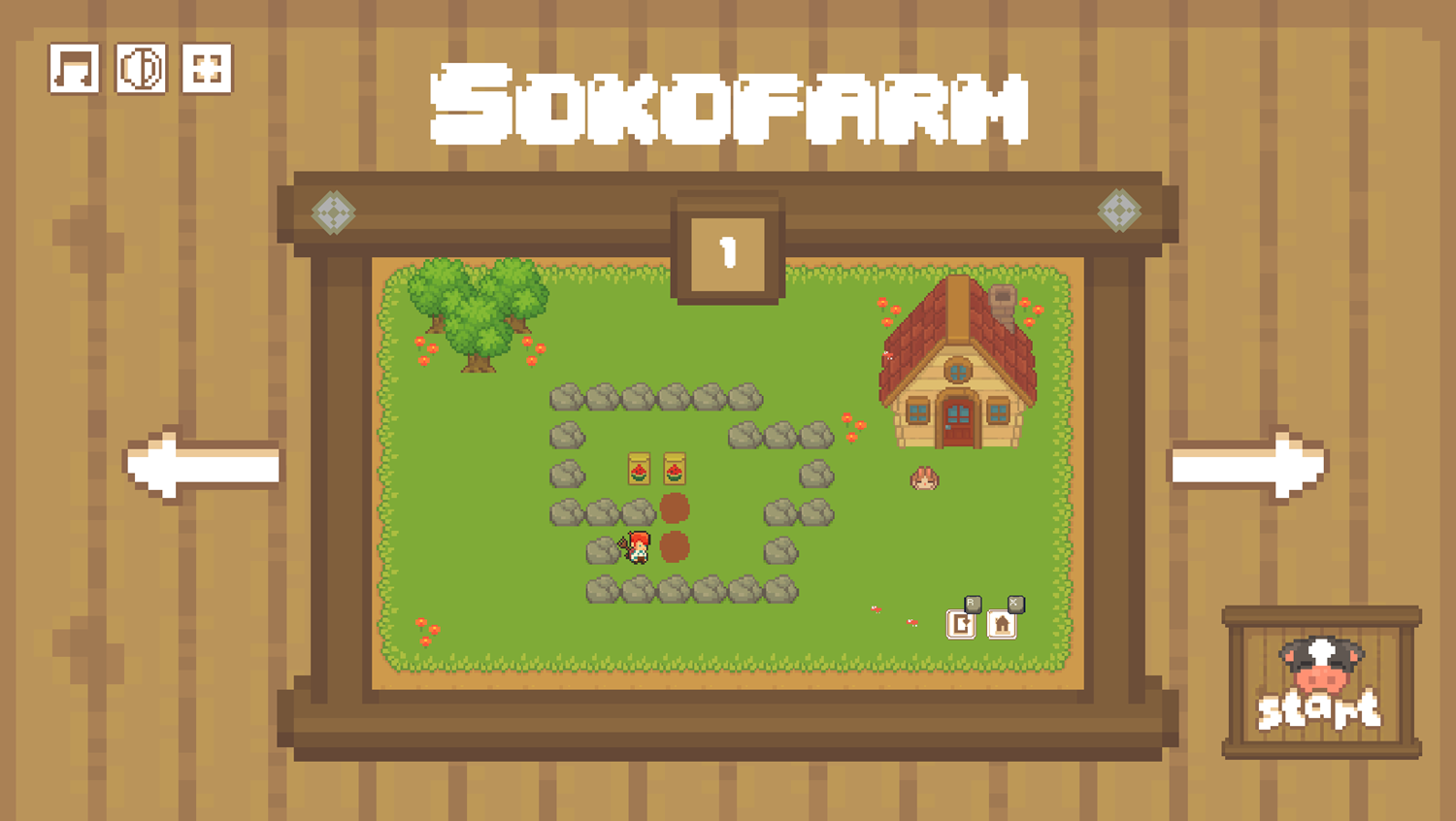 Sokofarm Game Welcome Screen Screenshot.