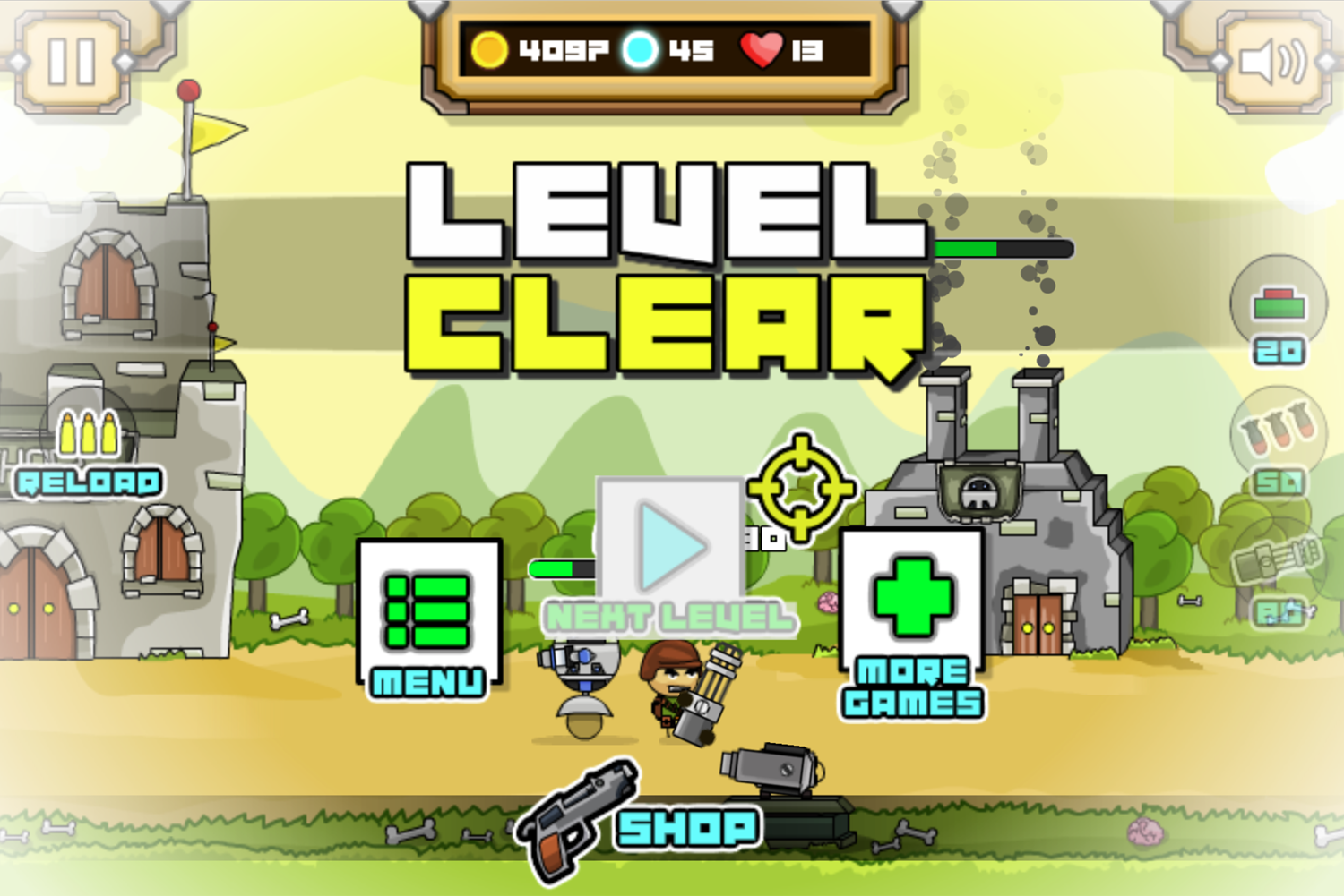 Soldier Legend Game Level Cleared Screen Screenshot.