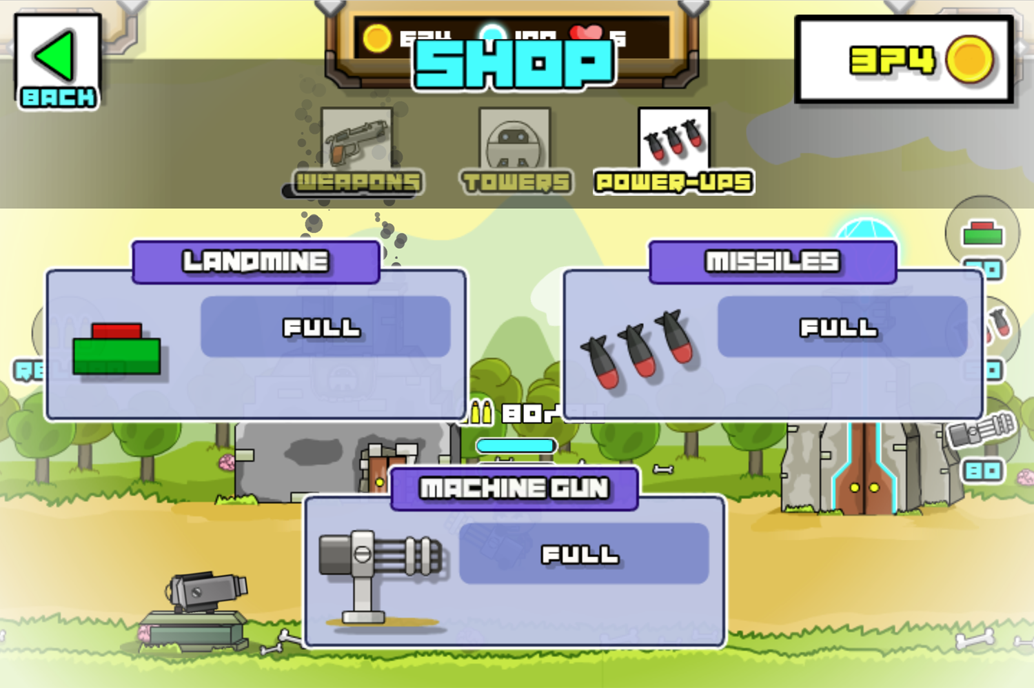 Soldier Legend Game Power Ups Screen Screenshot.