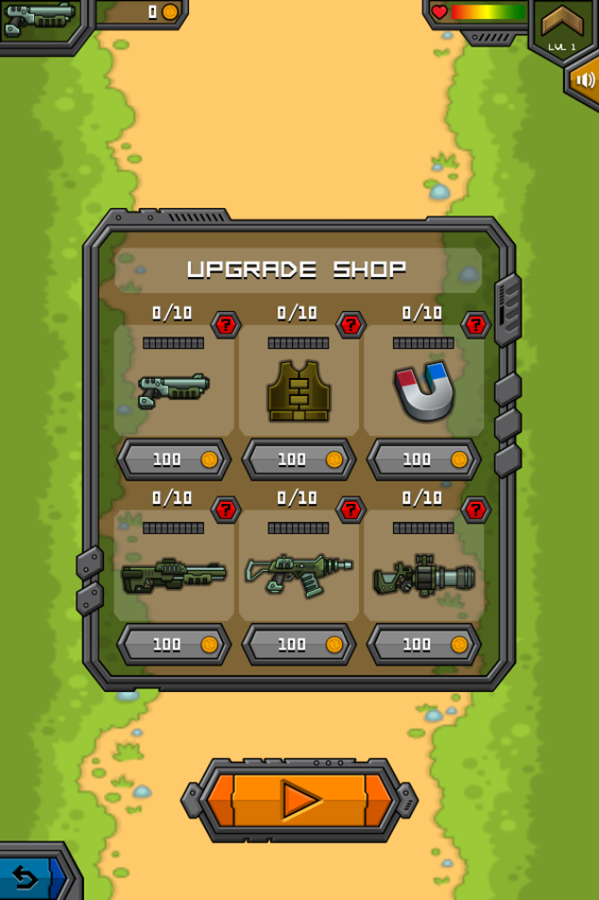 Soldier's Fury Game Upgrades Screenshot.