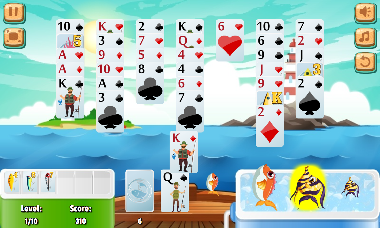 Solitaire A Deck of Fish Game Play Screenshot.