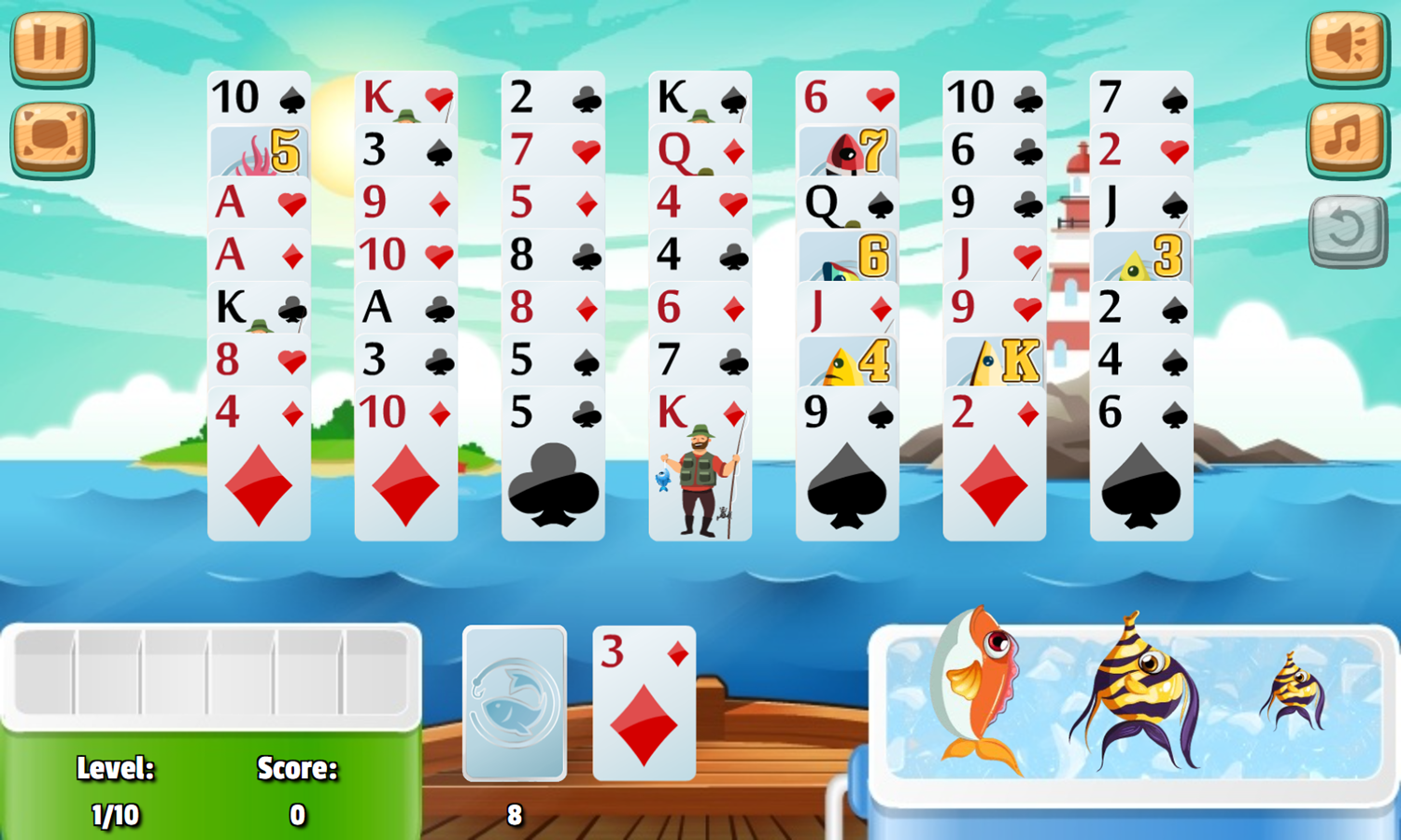 Solitaire A Deck of Fish Game Start Screenshot.