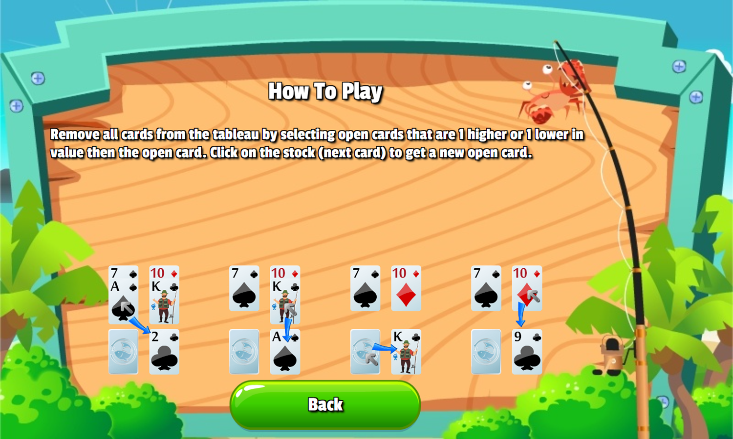Solitaire A Deck of Fish Game How To Play Screenshot.
