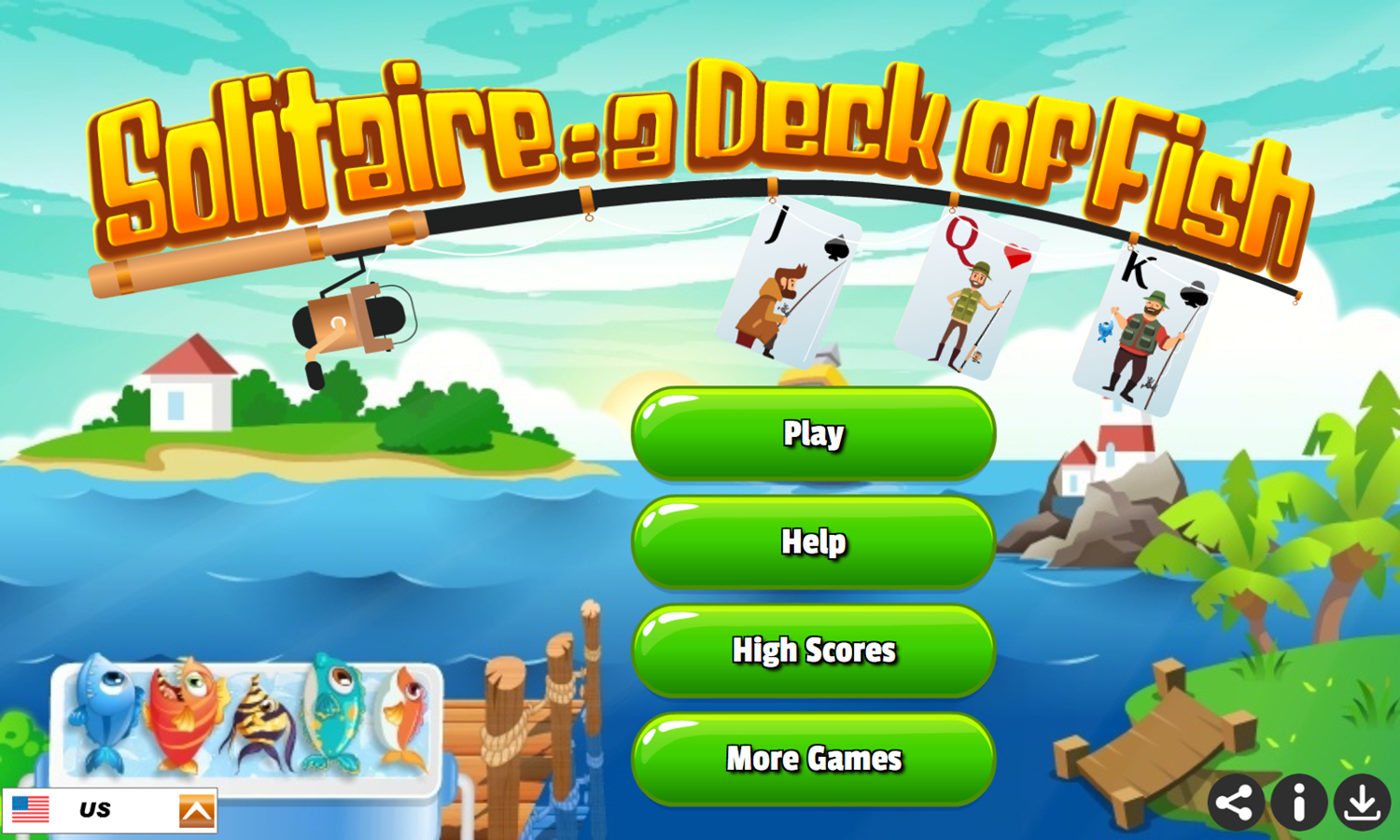 Solitaire A Deck of Fish Game Welcome Screen Screenshot.