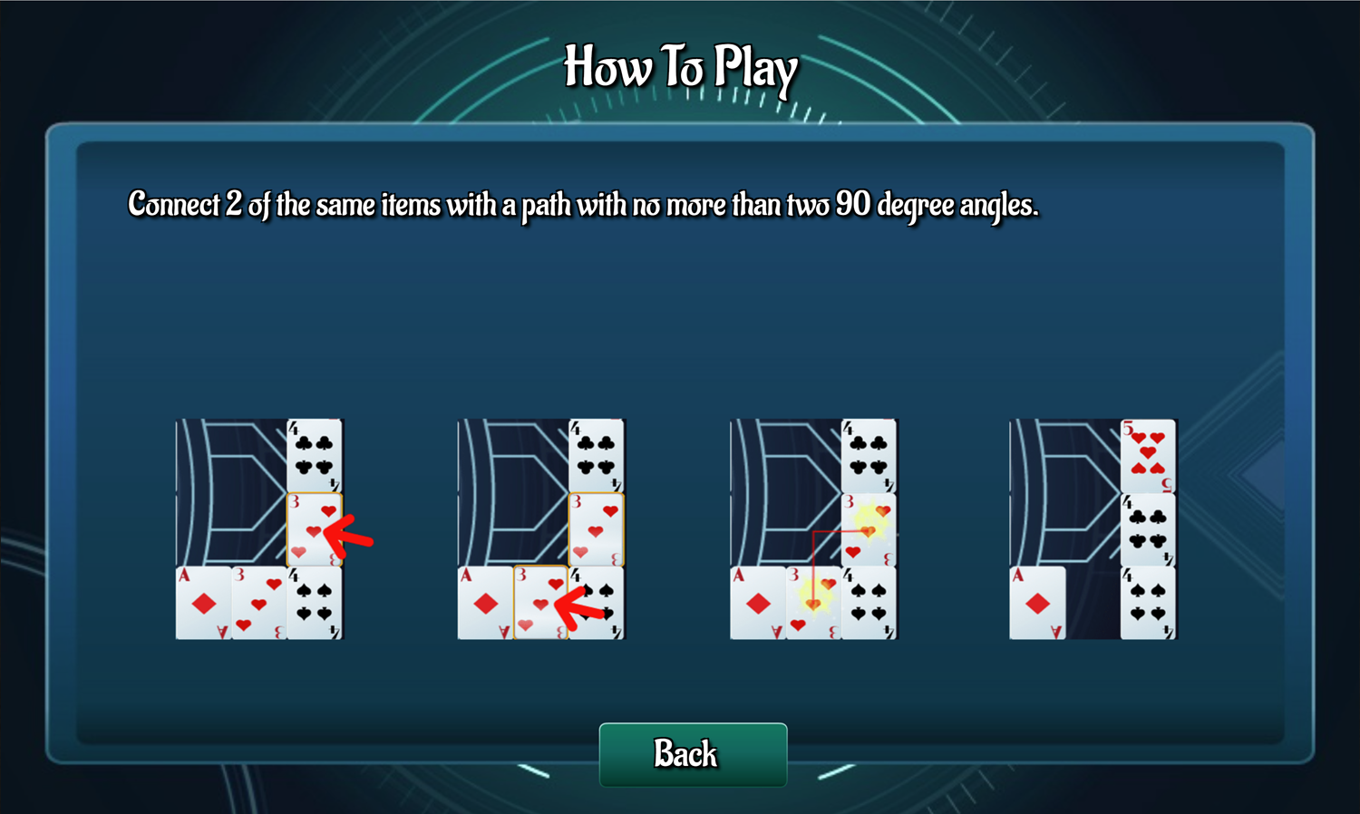 Solitaire Connect Game How to Play Screen Screenshot.