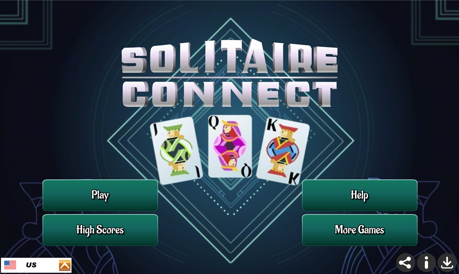 Solitaire Connect Game Welcome Screen Screenshot.