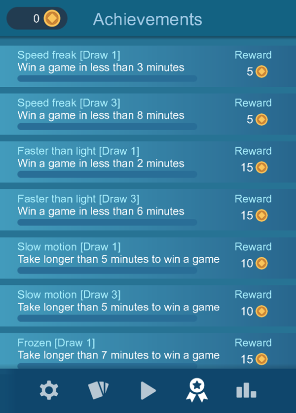 Solitaire Grande Game Achievements Screenshot.