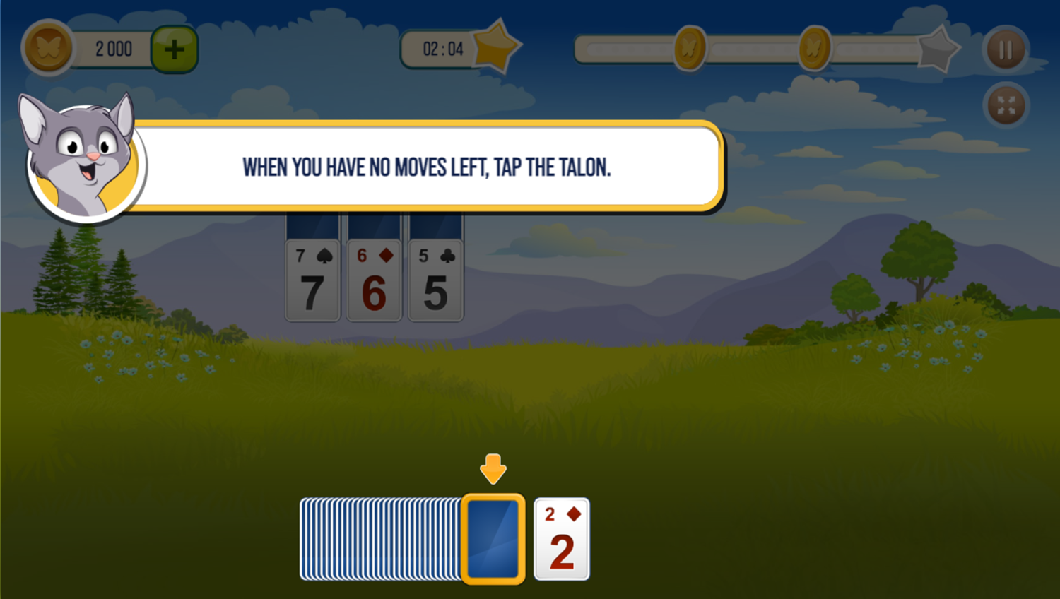 Solitaire Tripeaks Garden Game Instructions Screenshot.