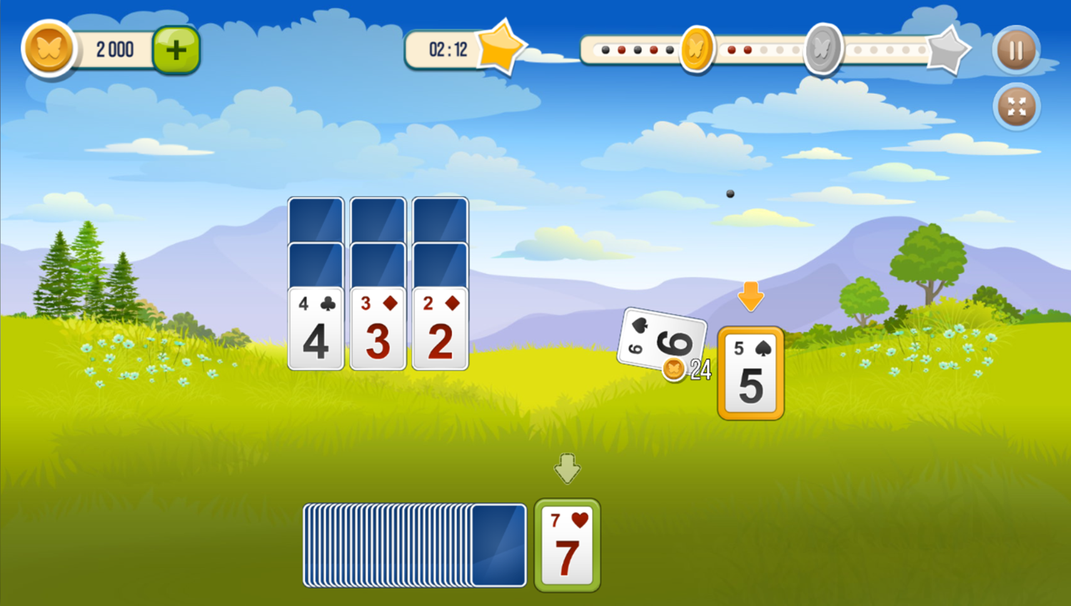 Solitaire Tripeaks Garden Game Level Play Screenshot.