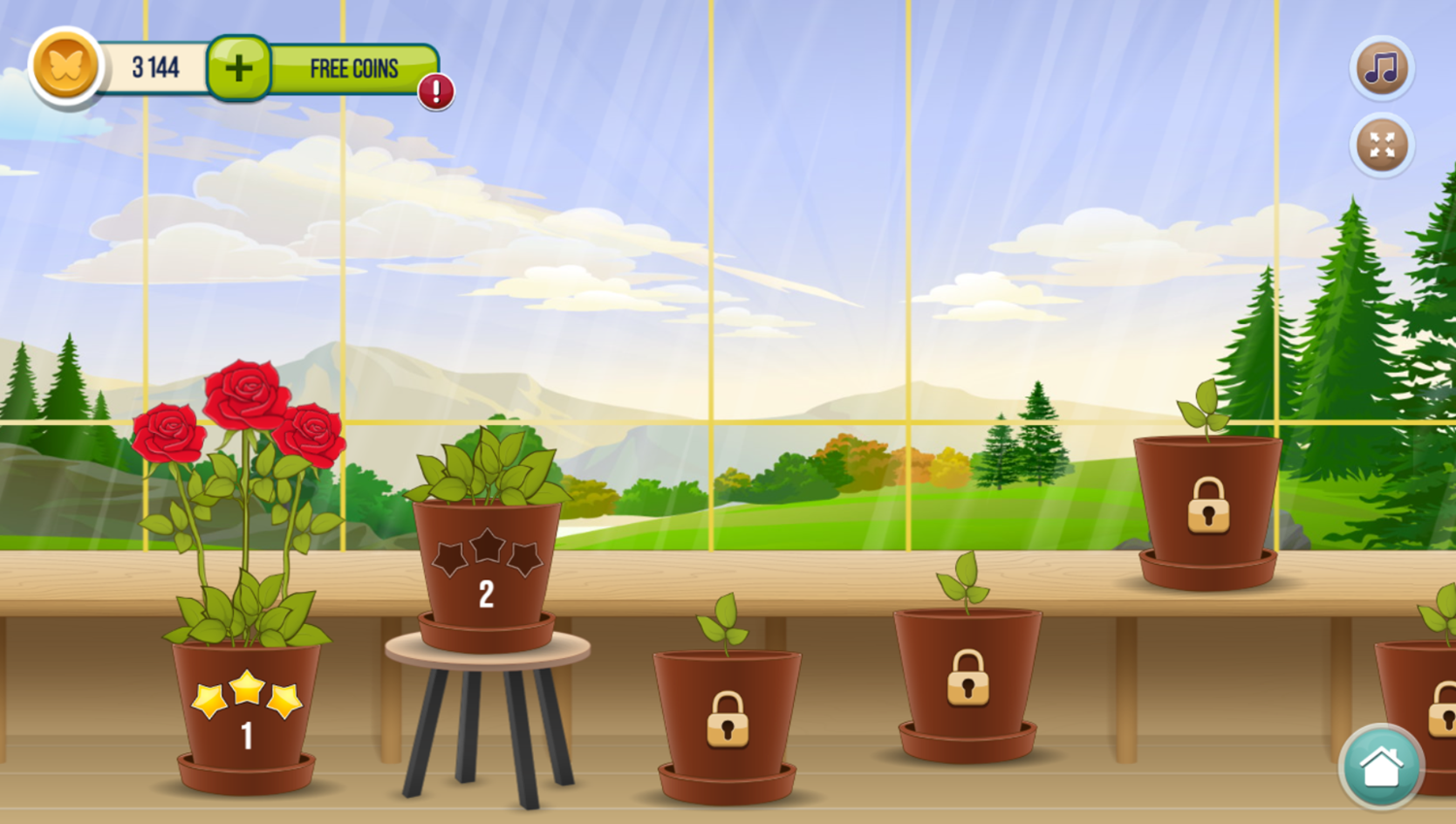 Solitaire Tripeaks Garden Game Level Select Screenshot.