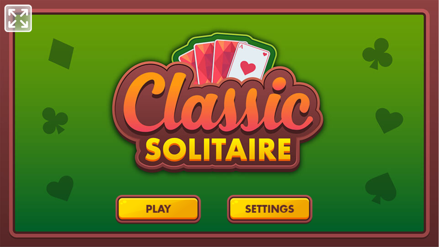 Solitaire Game Welcome Screen Screenshot.