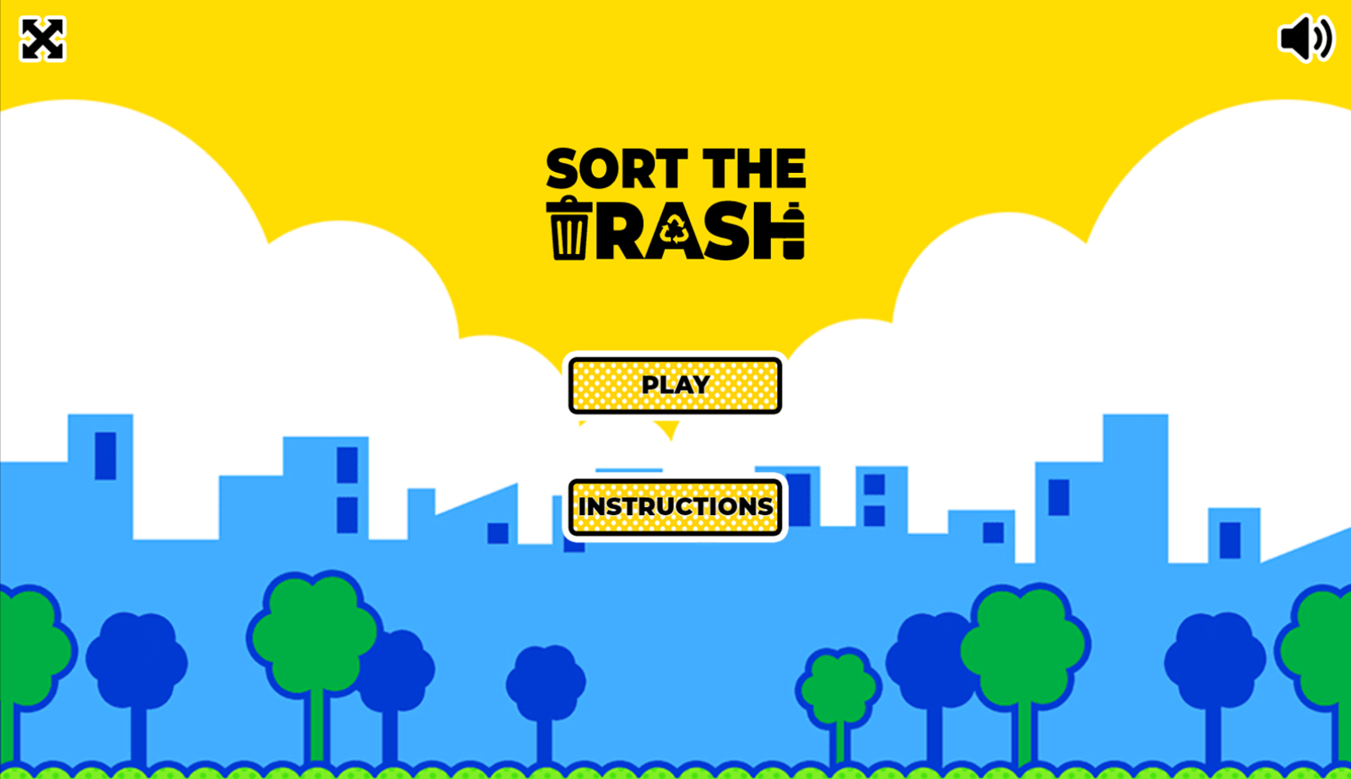 Sort The Trash Game Welcome Screen Screenshot.