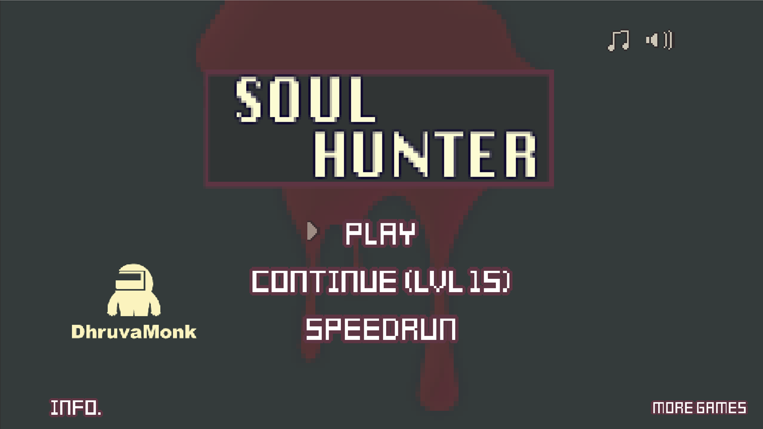 Soul Hunter Game Welcome Screen Screenshot.