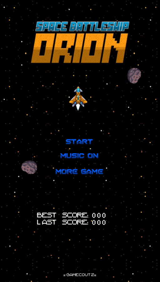 Space Battleship Orion Game Welcome Screen Screenshot.