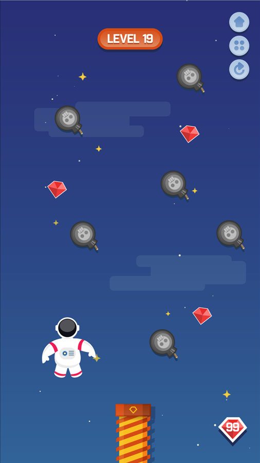 Space Game Bombs and Gems Screenshot.