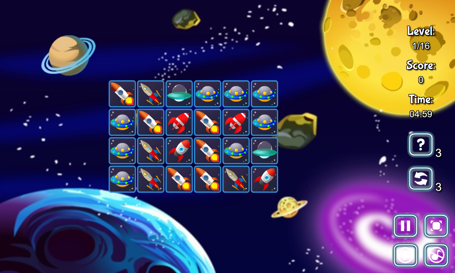 Space Connect Game Start Screenshot.