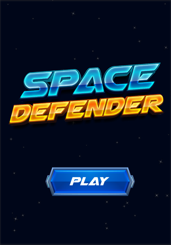 Space Defender Game Welcome Screen Screenshot.