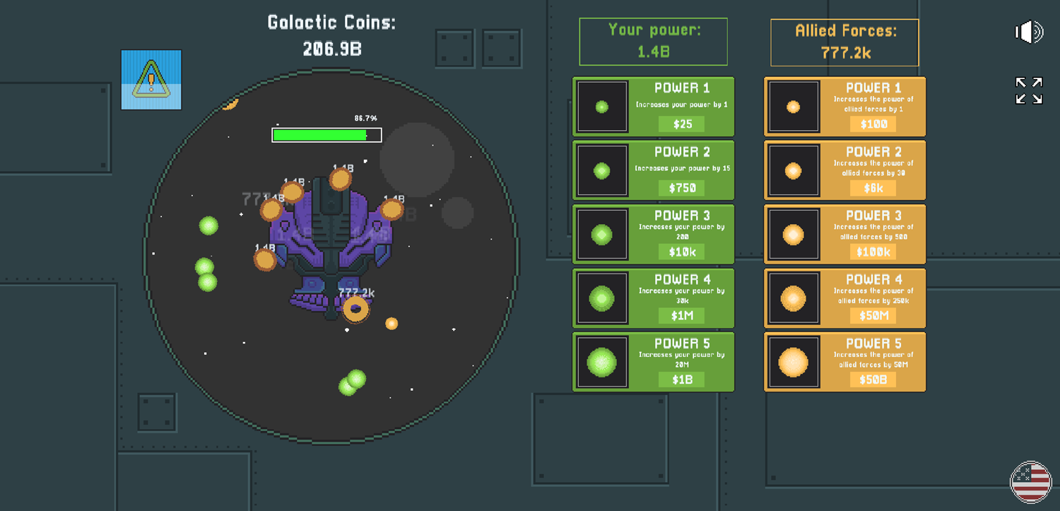 Space Defense Idle Game Screenshot.