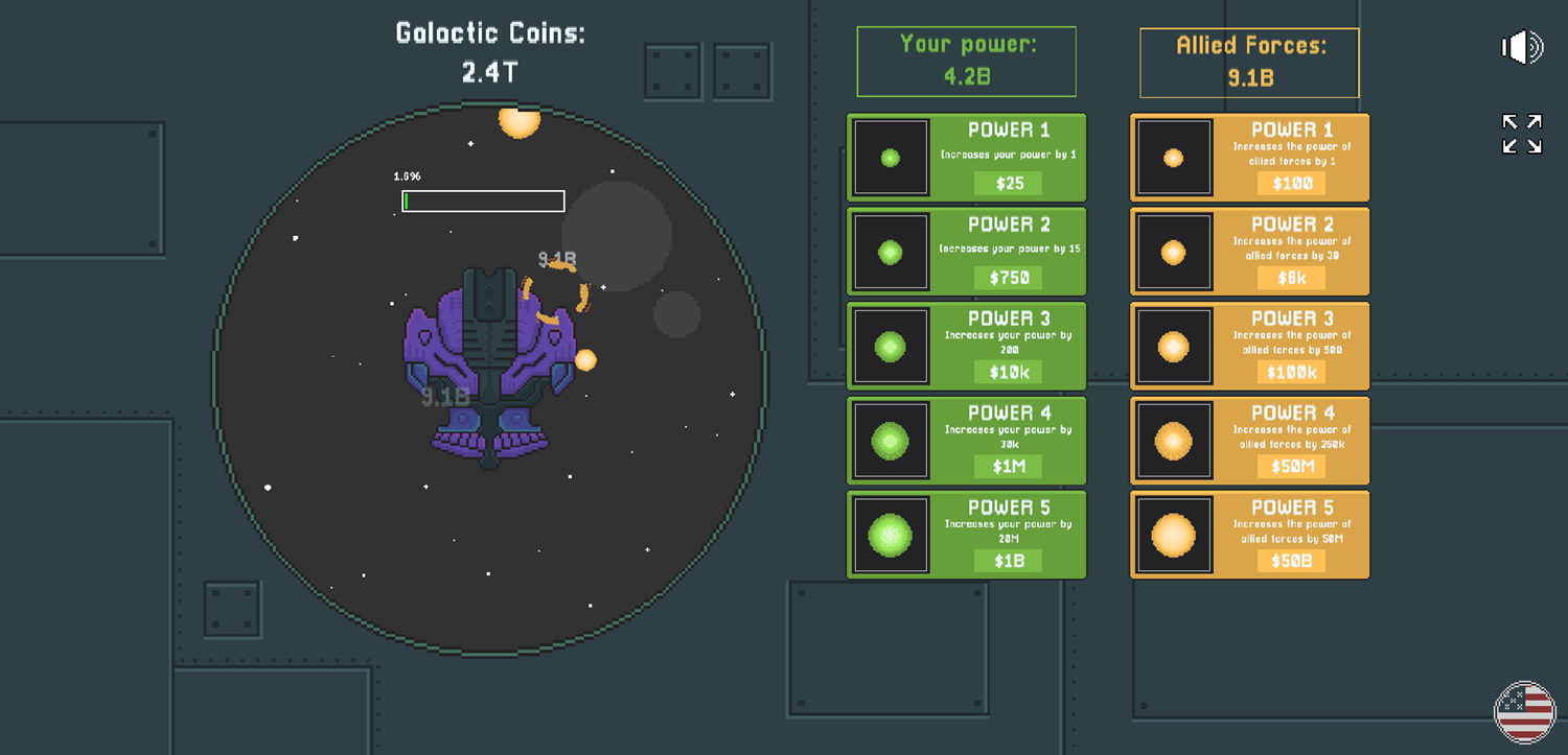 Space Defense Idle Gameplay Screenshot.