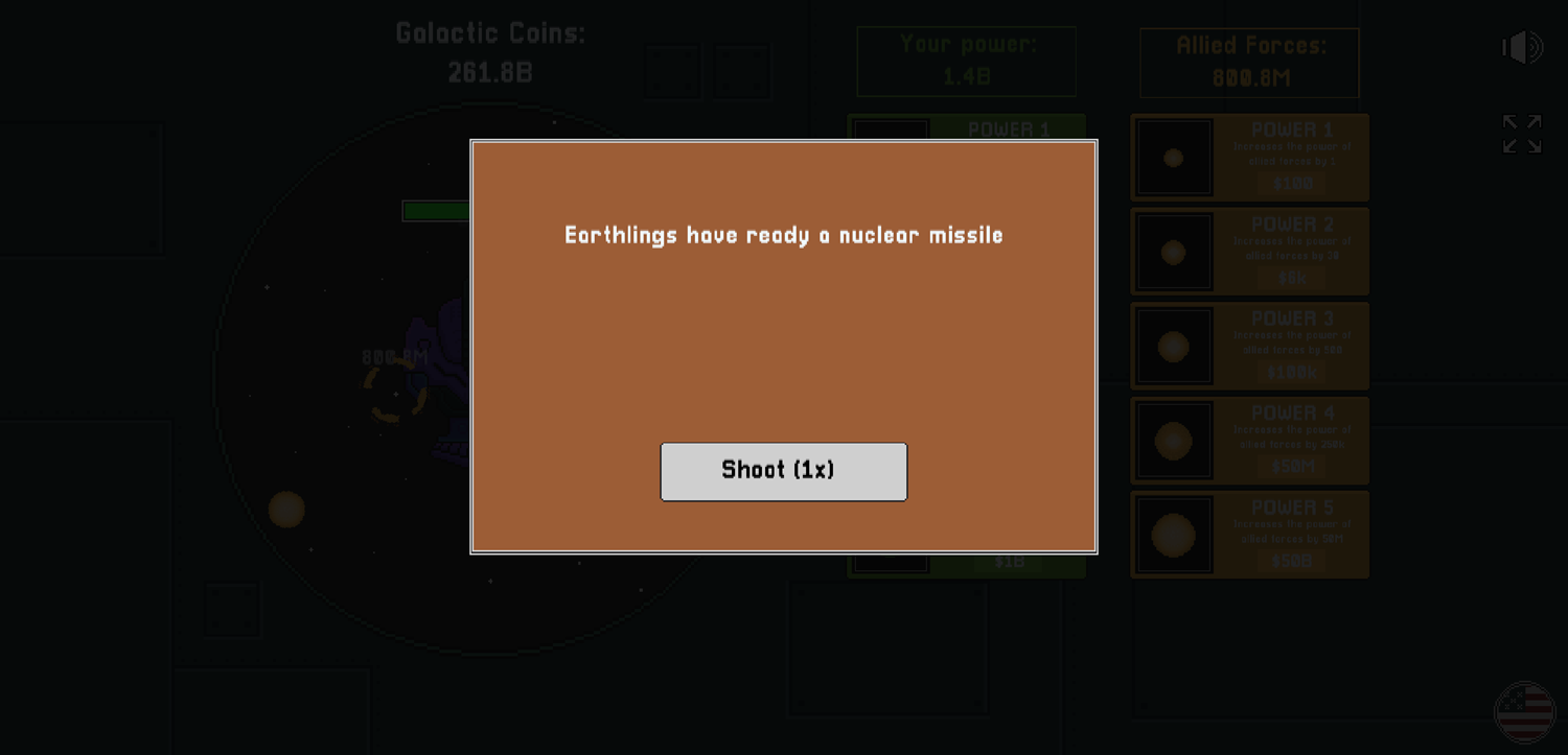 Space Defense Idle Game Nuclear Missiles Screenshot.
