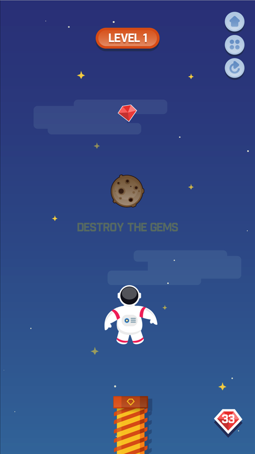 Space Game Destroy the Gems Instructions Screenshot.