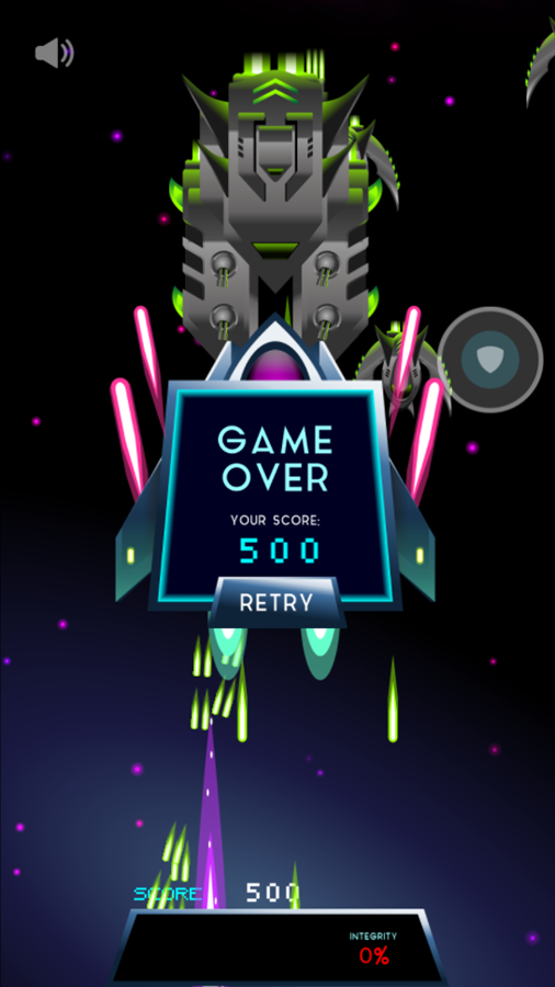 Space Hero Game Over Screenshot.