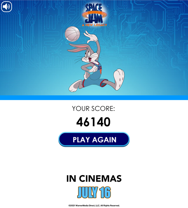 Space Jam Full Court Pinball Game Over Screenshot.