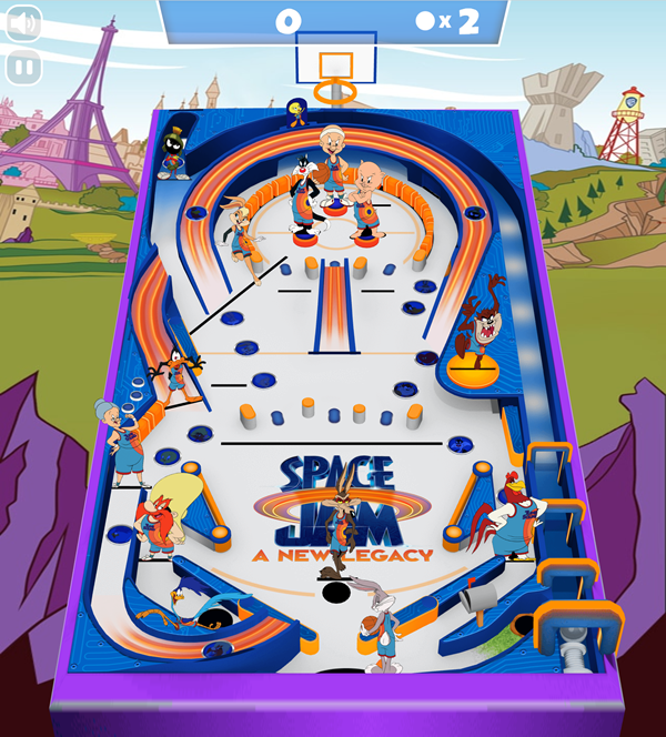 Space Jam Full Court Pinball Game Screenshot.