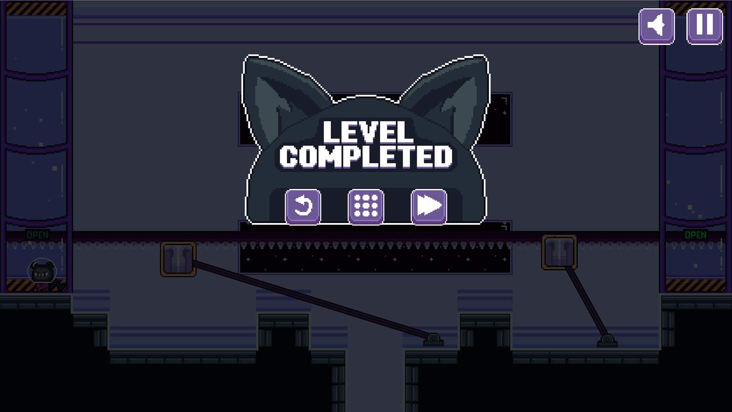 Space Kitten Game Level Complete Screen Screenshot.