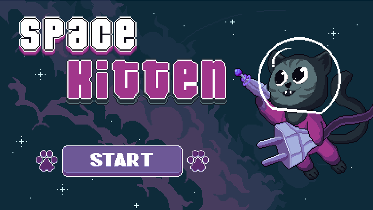 Space Kitten Game Welcome Screen Screenshot.