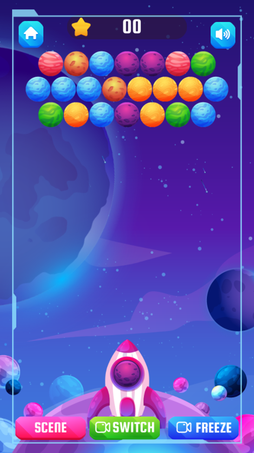 Space Planet Shooter Game Start Screenshot.