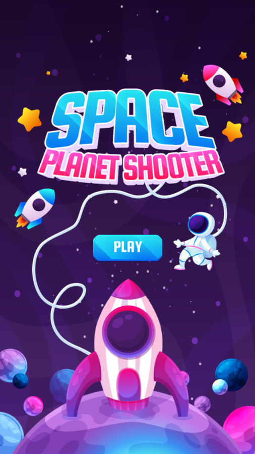 Space Planet Shooter Game Welcome Screen Screenshot.