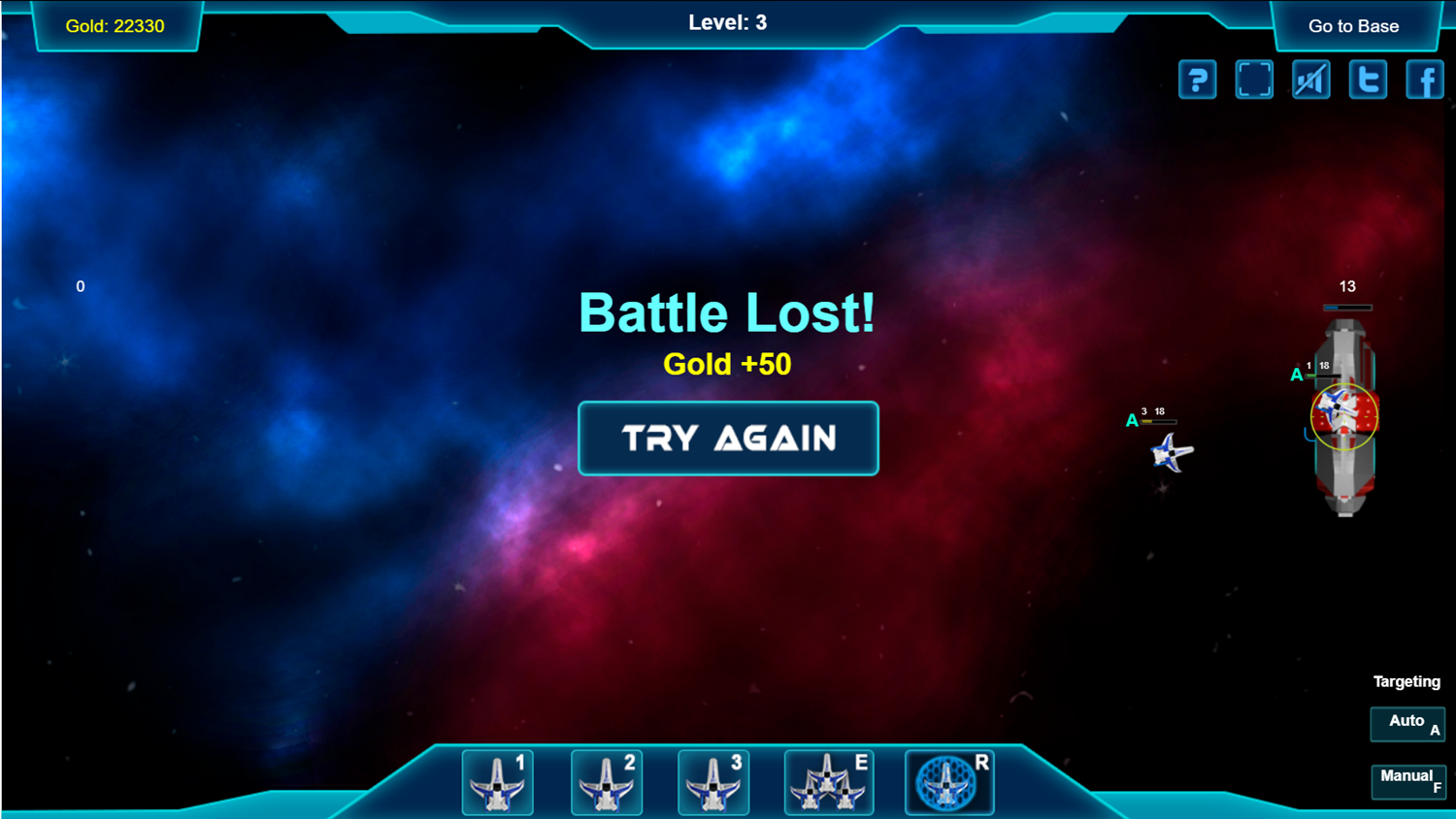 Space Supremacy Game Battle Lost Screenshot.