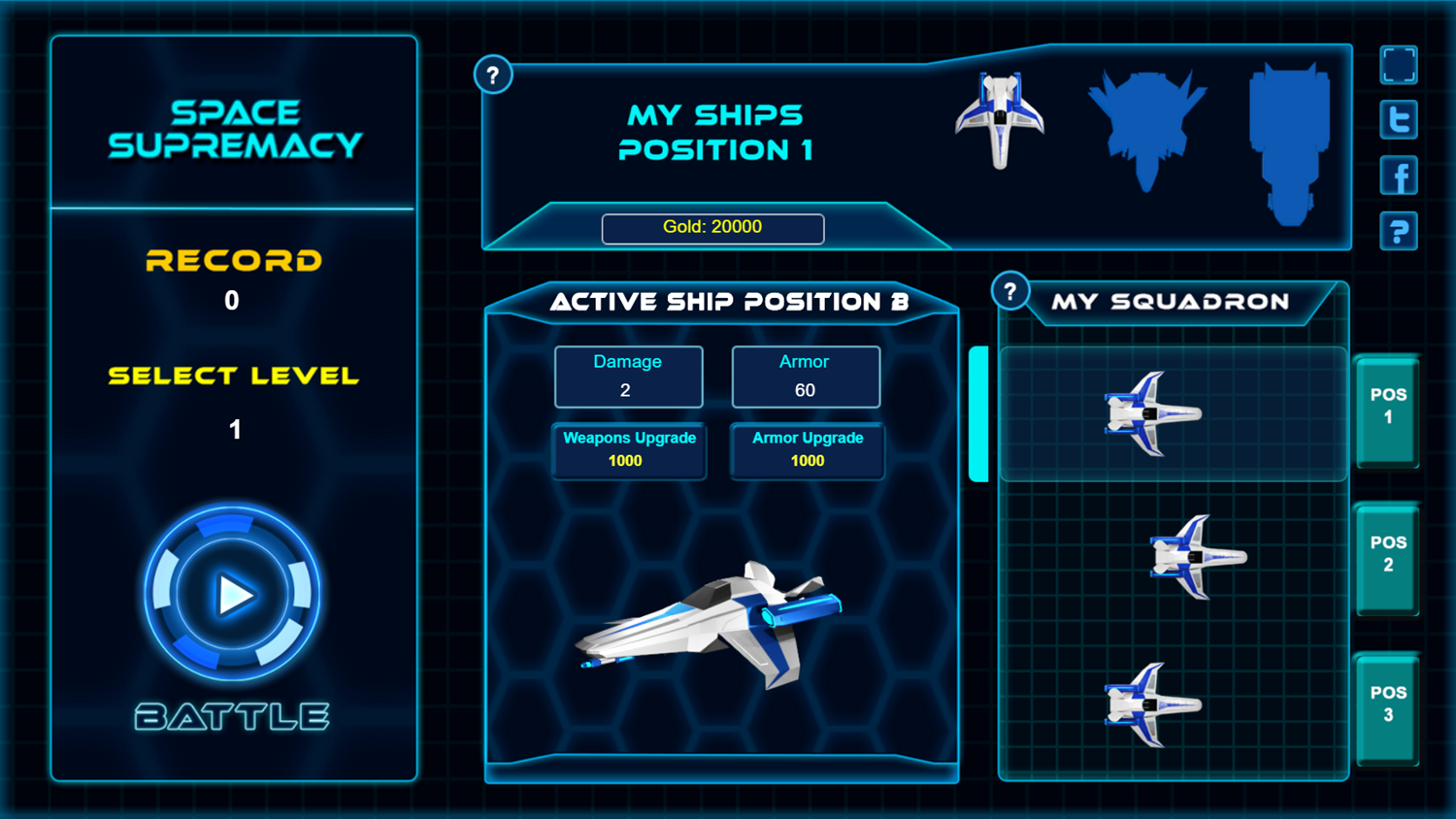 Space Supremacy Game Hangar Screenshot.