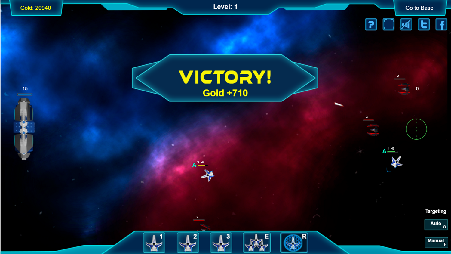 Space Supremacy Game Level Complete Screenshot.