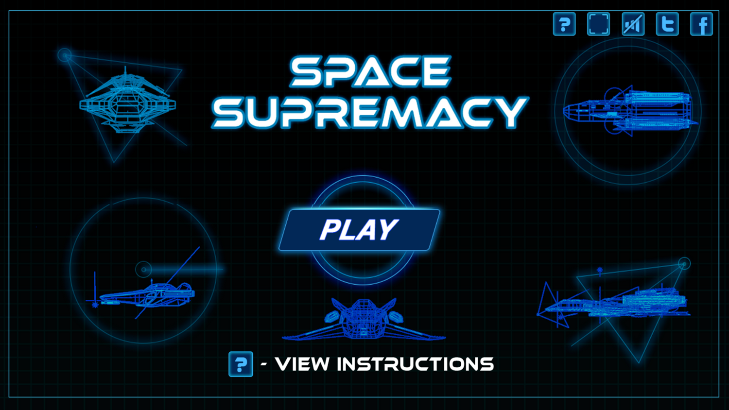 Space Supremacy Game Welcome Screen Screenshot.