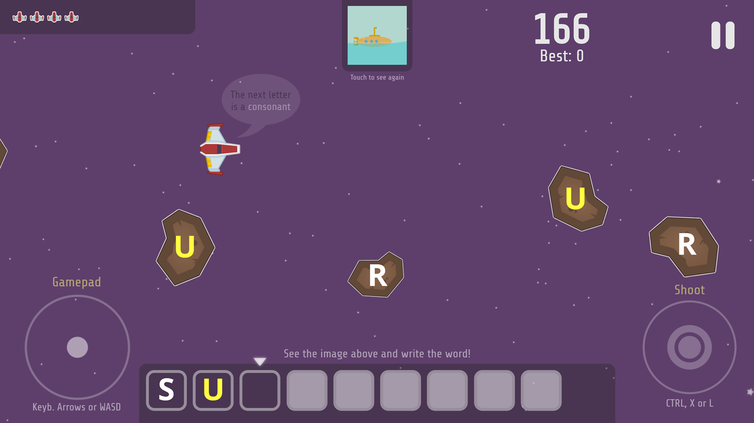 Space Words Game Screenshot.