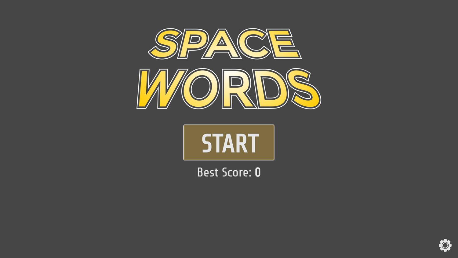 Space Words Game Welcome Screen Screenshot.