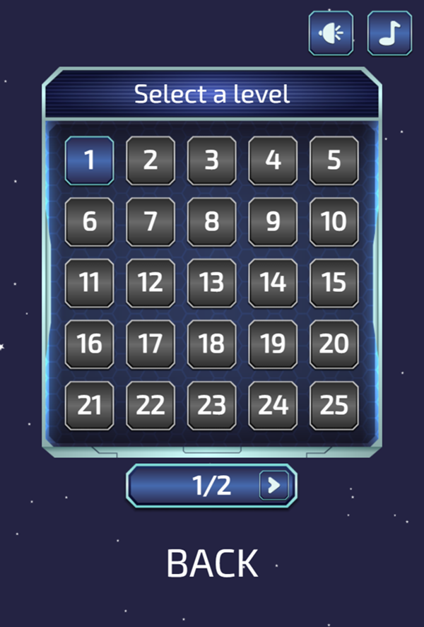 Spacial Blocks Game Level Select Screenshot.