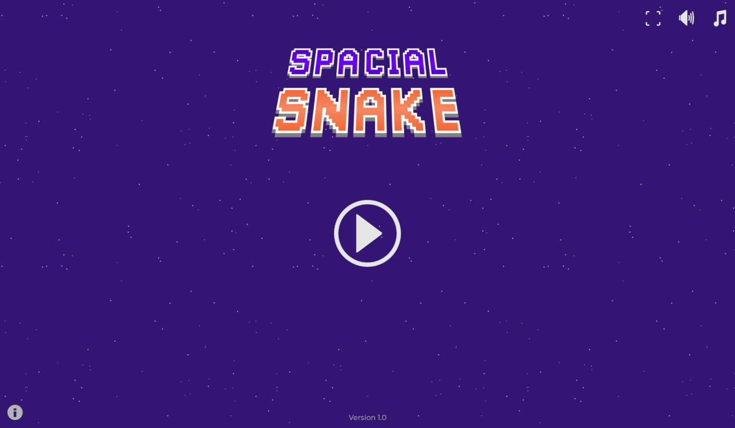 Spacial Snake Game Welcome Screen Screenshot.