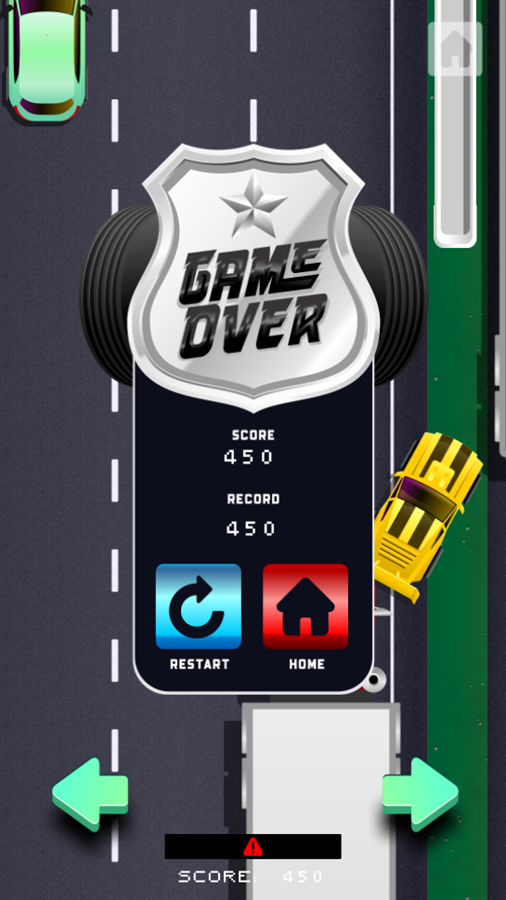 Speed Cops Game Over Screenshot.