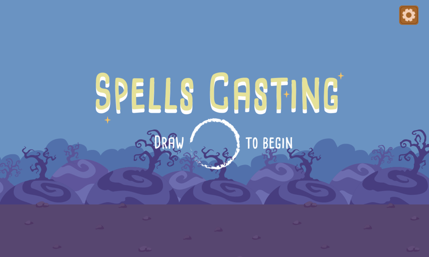 Spells Casting Game Welcome Screen Screenshot.