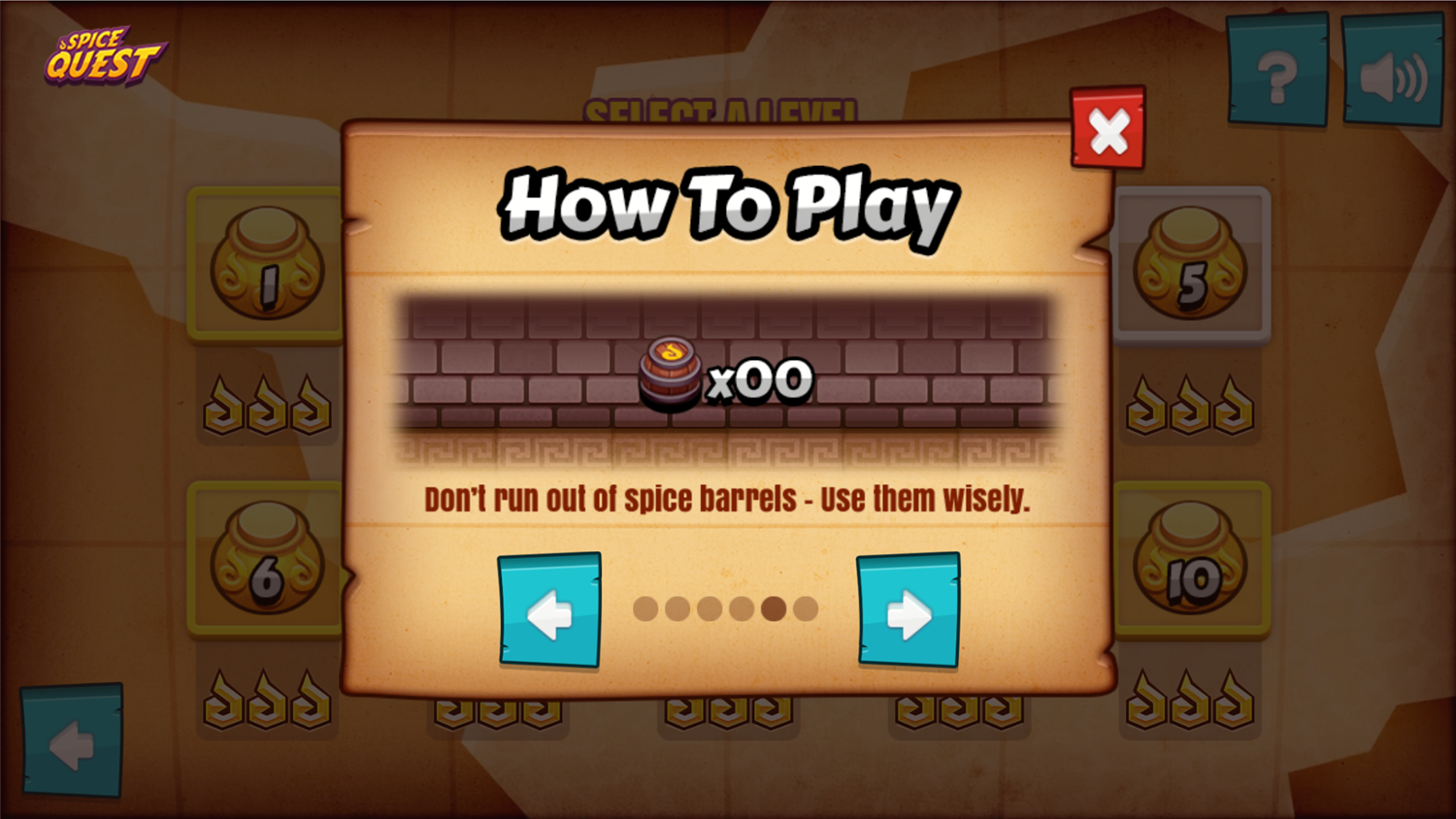 Spice Quest Game Barrel Limit Screenshot.